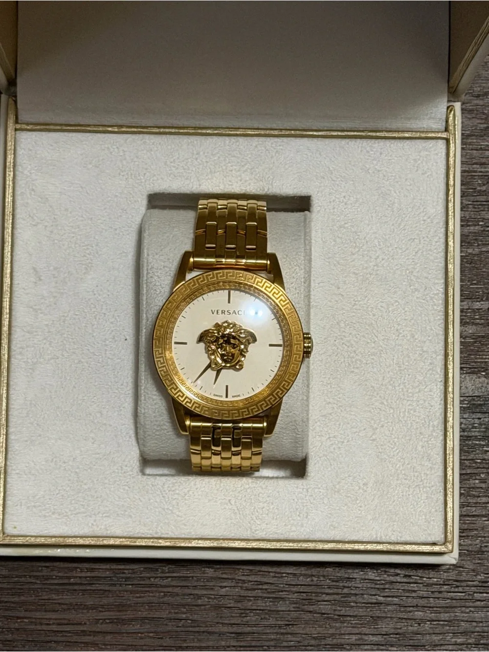 Versace Gold-Tone Medusa Face Bracelet Watch